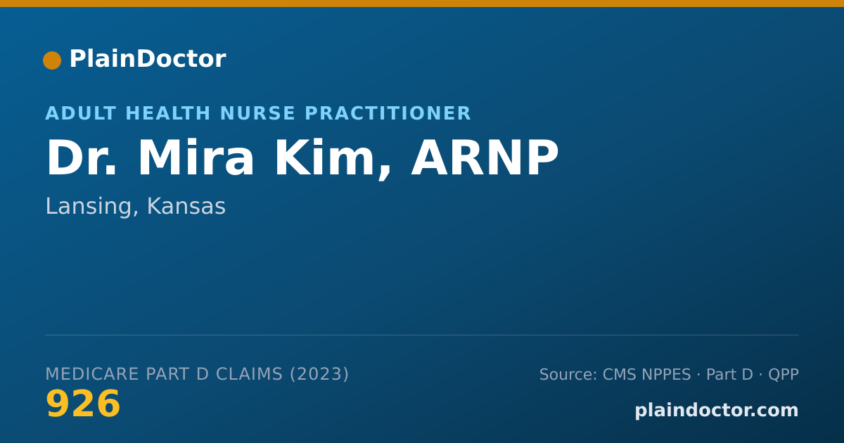 Shareable card for Mira Kim, ARNP - Adult Health Nurse Practitioner, Lansing, KS