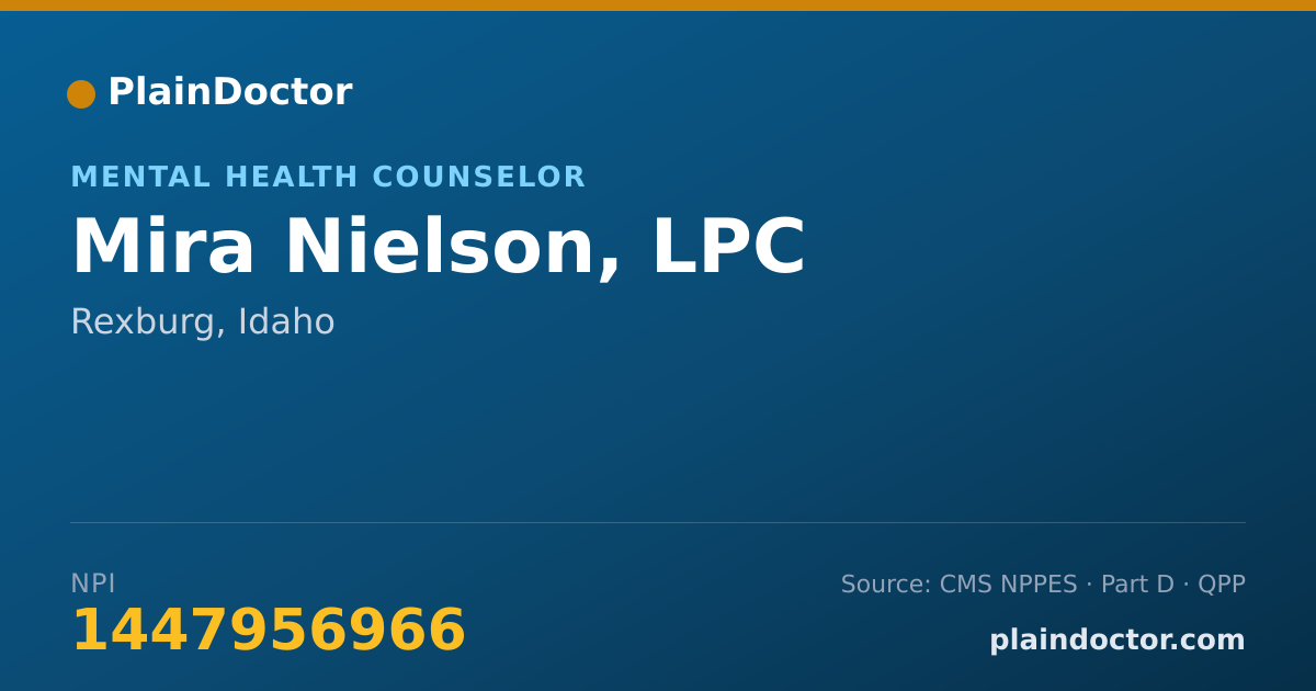 Shareable card for Mira Nielson, LPC - Mental Health Counselor, Rexburg, ID