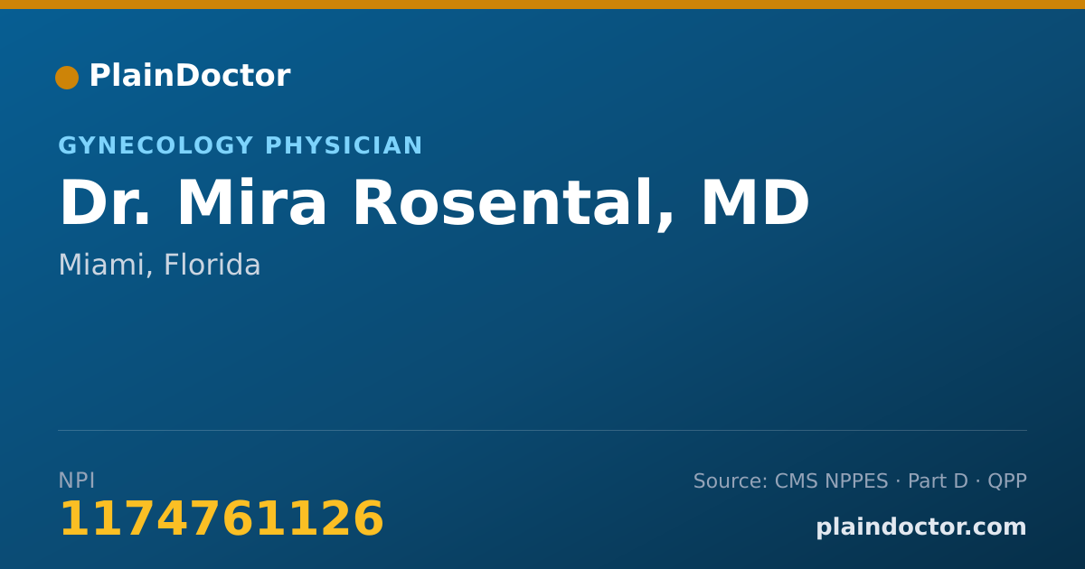 Shareable card for Mira Rosental, MD - Gynecology Physician, Miami, FL