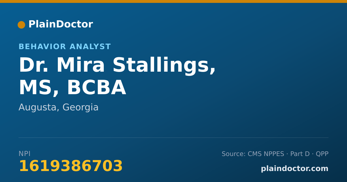 Shareable card for Mira Stallings, MS, BCBA - Behavior Analyst, Augusta, GA