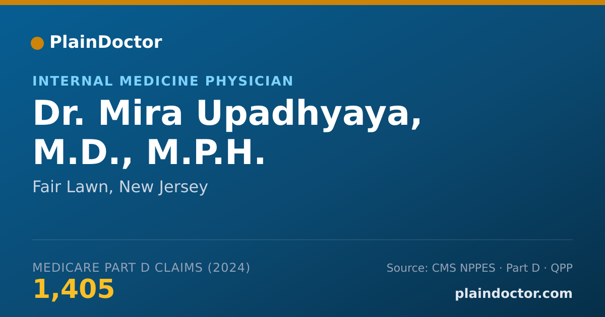 Shareable card for Mira Upadhyaya, M.D., M.P.H. - Internal Medicine Physician, Fair Lawn, NJ