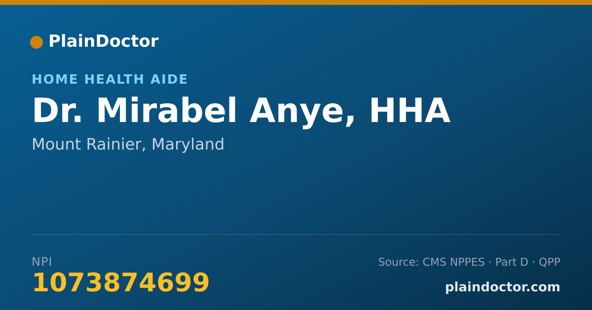 Shareable card for Mirabel Anye, HHA - Home Health Aide, Mount Rainier, MD