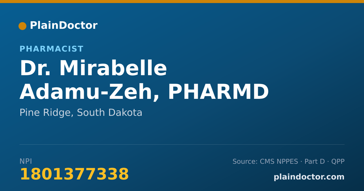 Shareable card for Mirabelle Adamu-Zeh, PHARMD - Pharmacist, Pine Ridge, SD