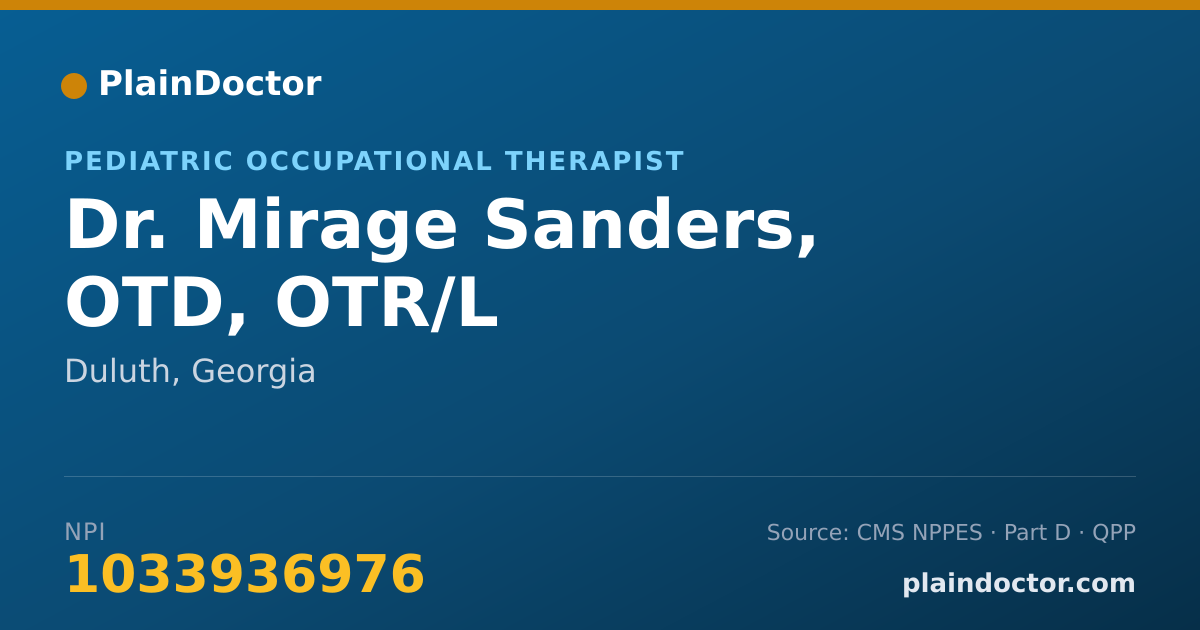 Shareable card for Mirage Sanders, OTD, OTR/L - Pediatric Occupational Therapist, Duluth, GA