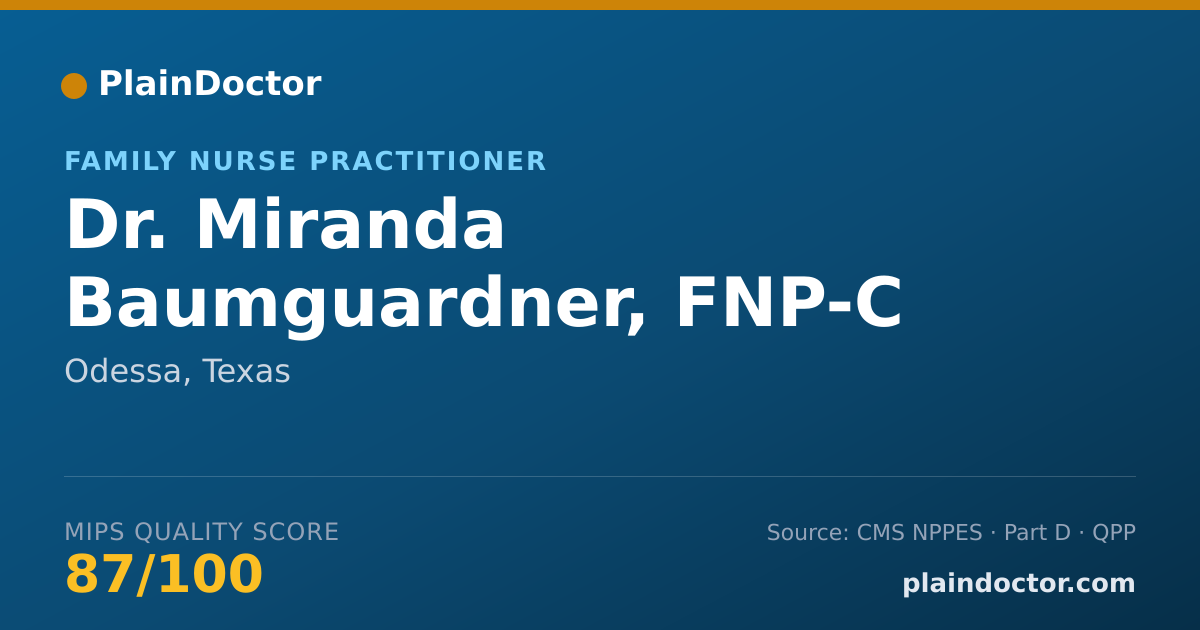 Shareable card for Miranda Baumguardner, FNP-C - Family Nurse Practitioner, Odessa, TX