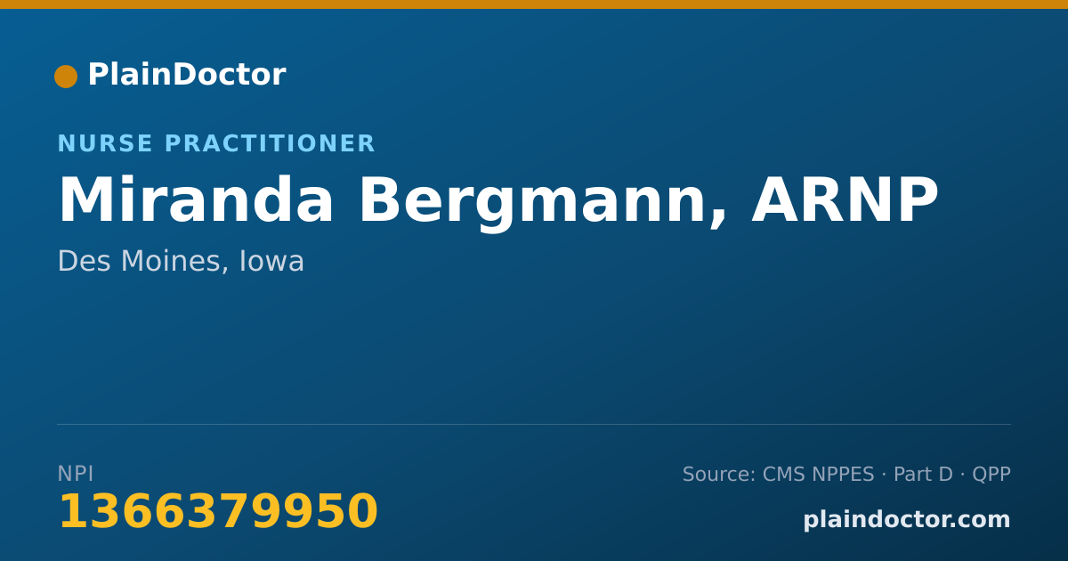 Shareable card for Miranda Bergmann, ARNP - Nurse Practitioner, Des Moines, IA