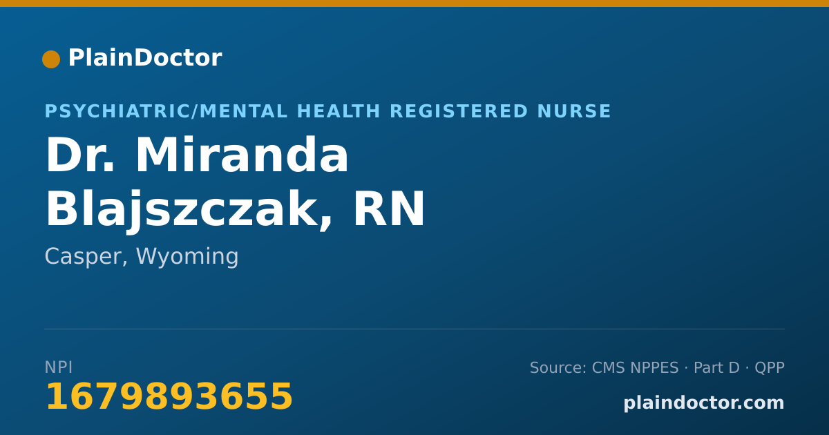 Shareable card for Miranda Blajszczak, RN - Psychiatric/Mental Health Registered Nurse, Casper, WY
