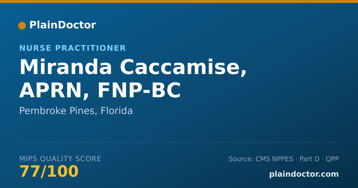 Shareable card for Miranda Caccamise, APRN, FNP-BC - Nurse Practitioner, Pembroke Pines, FL