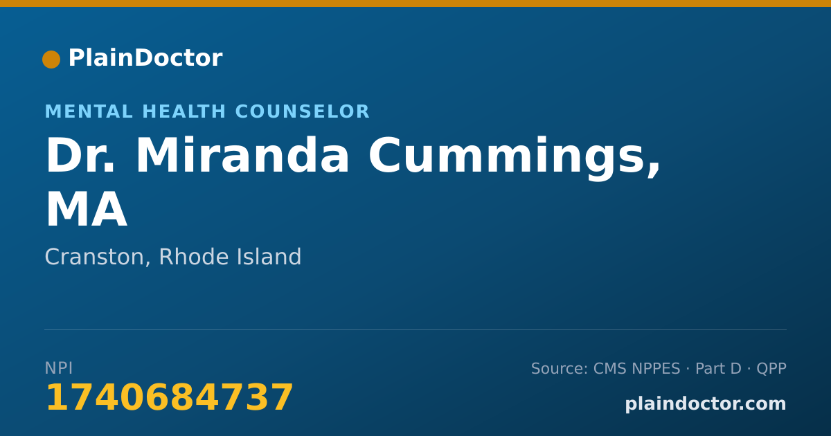 Shareable card for Miranda Cummings, MA - Mental Health Counselor, Cranston, RI