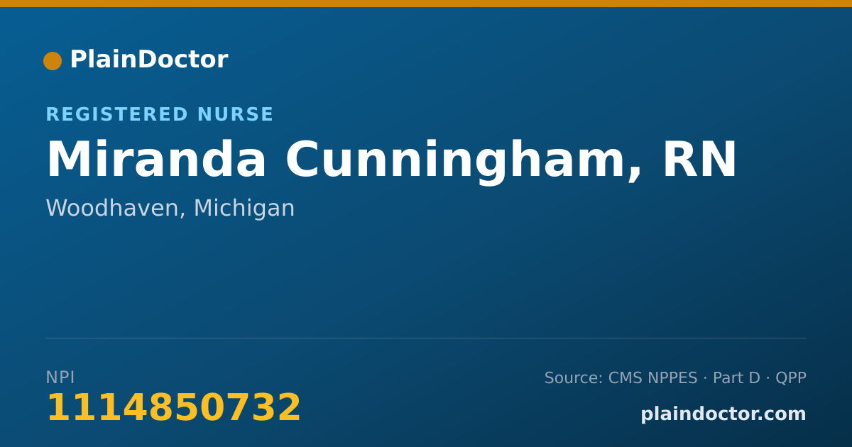 Shareable card for Miranda Cunningham, RN - Registered Nurse, Woodhaven, MI