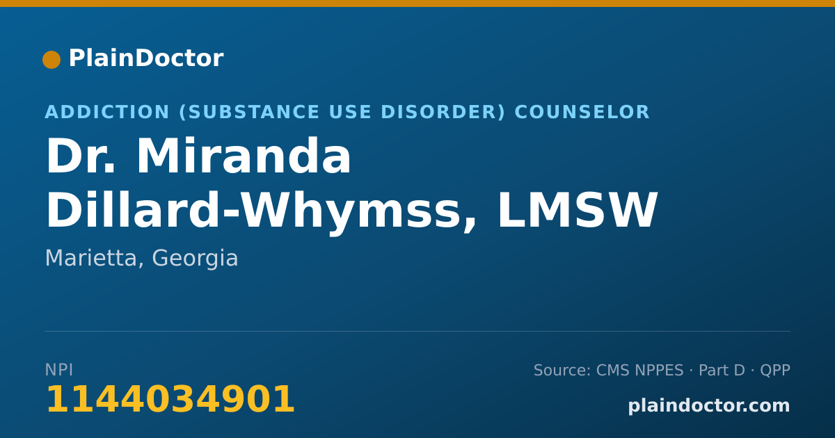 Shareable card for Miranda Dillard-Whymss, LMSW - Addiction (Substance Use Disorder) Counselor, Marietta, GA
