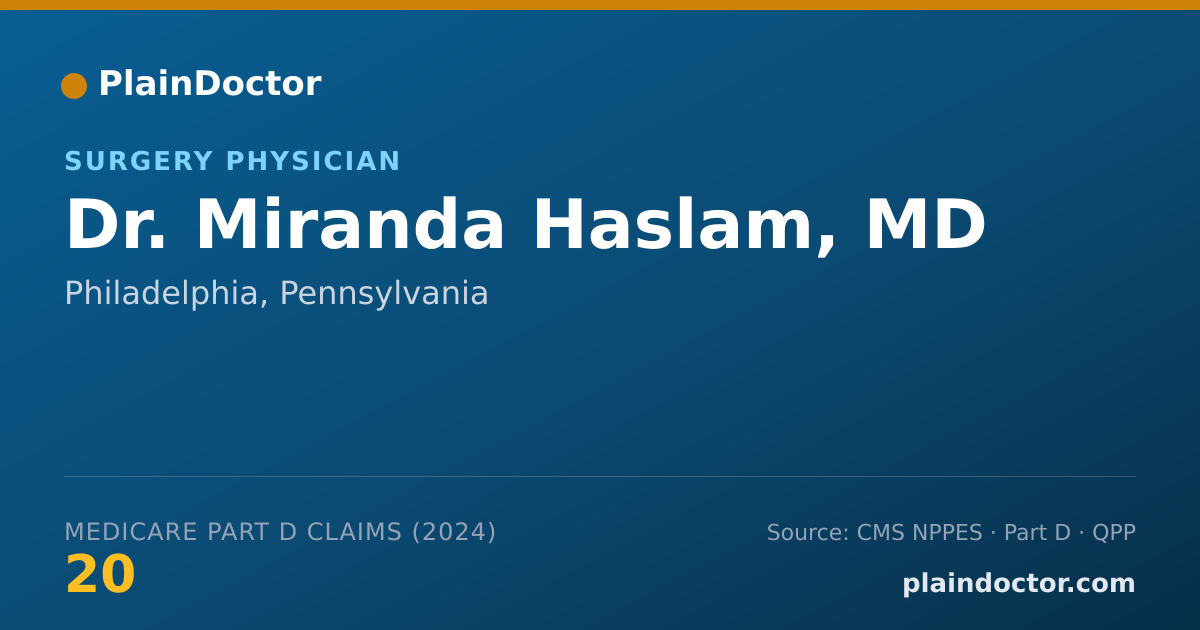 Shareable card for Miranda Haslam, MD - Surgery Physician, Philadelphia, PA