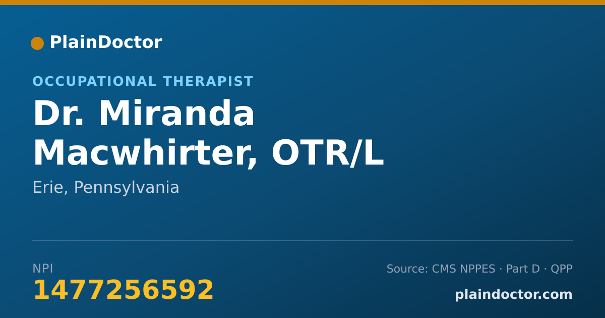 Shareable card for Miranda Macwhirter, OTR/L - Occupational Therapist, Erie, PA