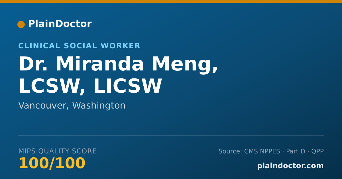 Shareable card for Miranda Meng, LCSW, LICSW - Clinical Social Worker, Vancouver, WA