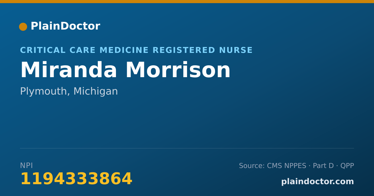 Shareable card for Miranda Morrison - Critical Care Medicine Registered Nurse, Plymouth, MI
