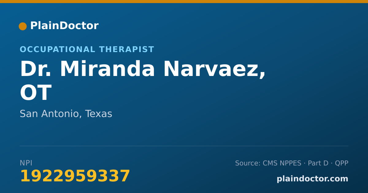 Shareable card for Miranda Narvaez, OT - Occupational Therapist, San Antonio, TX