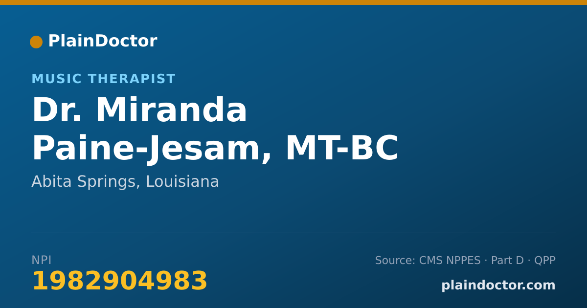 Shareable card for Miranda Paine-Jesam, MT-BC - Music Therapist, Abita Springs, LA