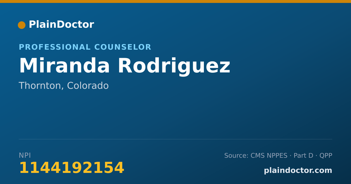 Shareable card for Miranda Rodriguez - Professional Counselor, Thornton, CO