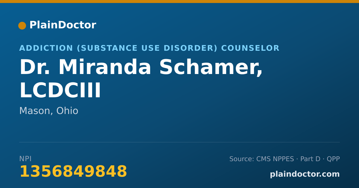Shareable card for Miranda Schamer, LCDCIII - Addiction (Substance Use Disorder) Counselor, Mason, OH