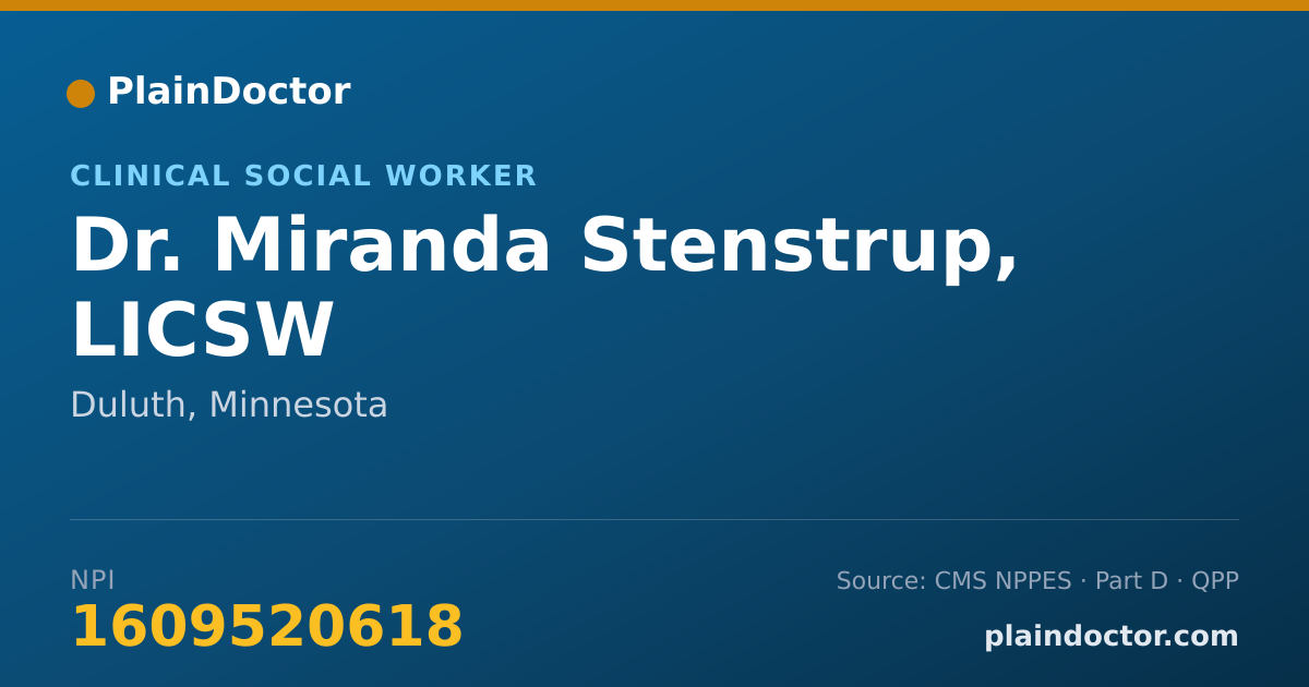 Shareable card for Miranda Stenstrup, LICSW - Clinical Social Worker, Duluth, MN