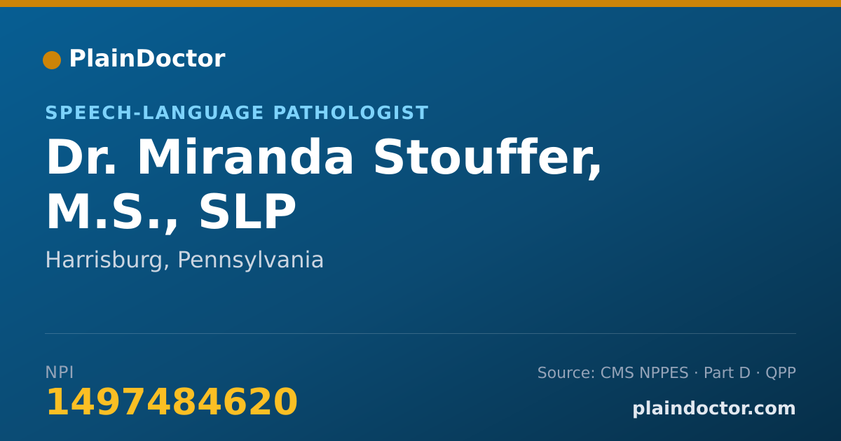Shareable card for Miranda Stouffer, M.S., SLP - Speech-Language Pathologist, Harrisburg, PA