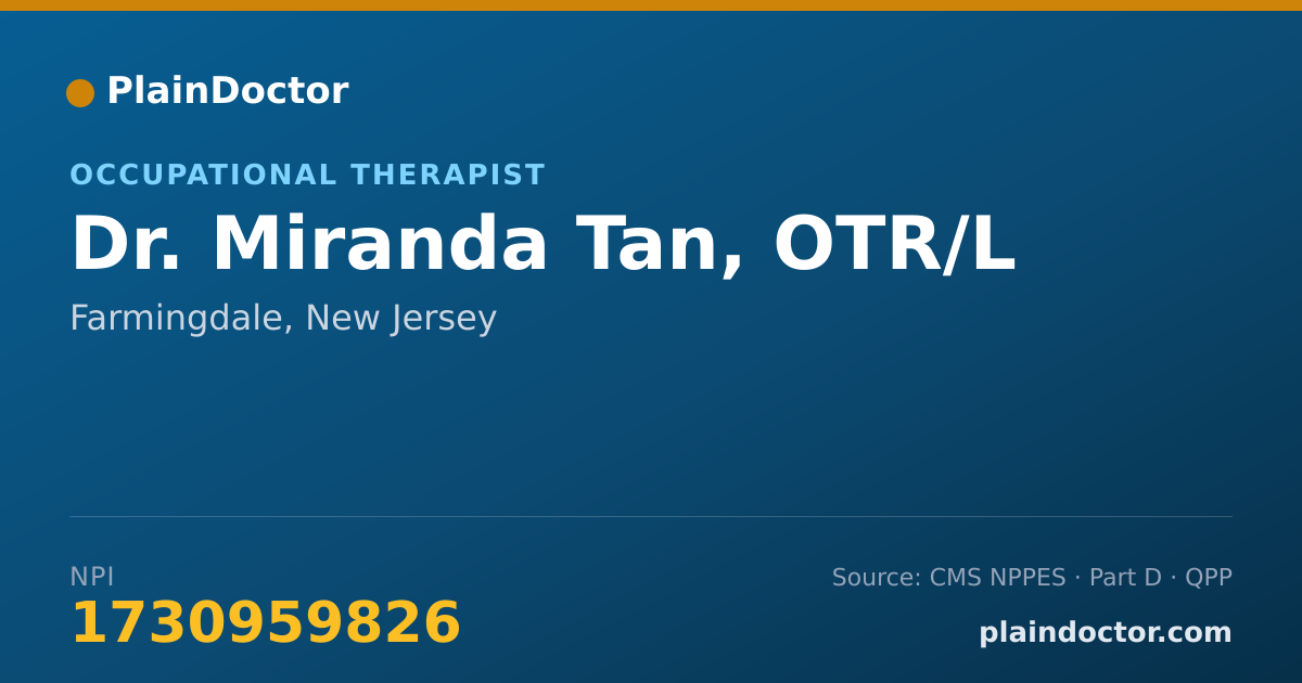 Shareable card for Miranda Tan, OTR/L - Occupational Therapist, Farmingdale, NJ