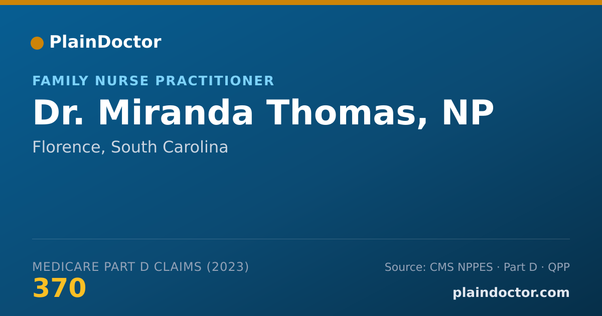 Shareable card for Miranda Thomas, NP - Family Nurse Practitioner, Florence, SC
