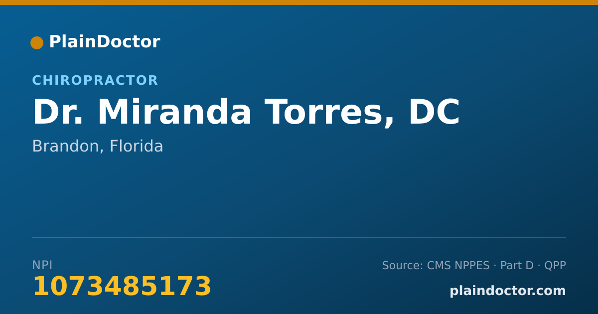 Shareable card for Miranda Torres, DC - Chiropractor, Brandon, FL