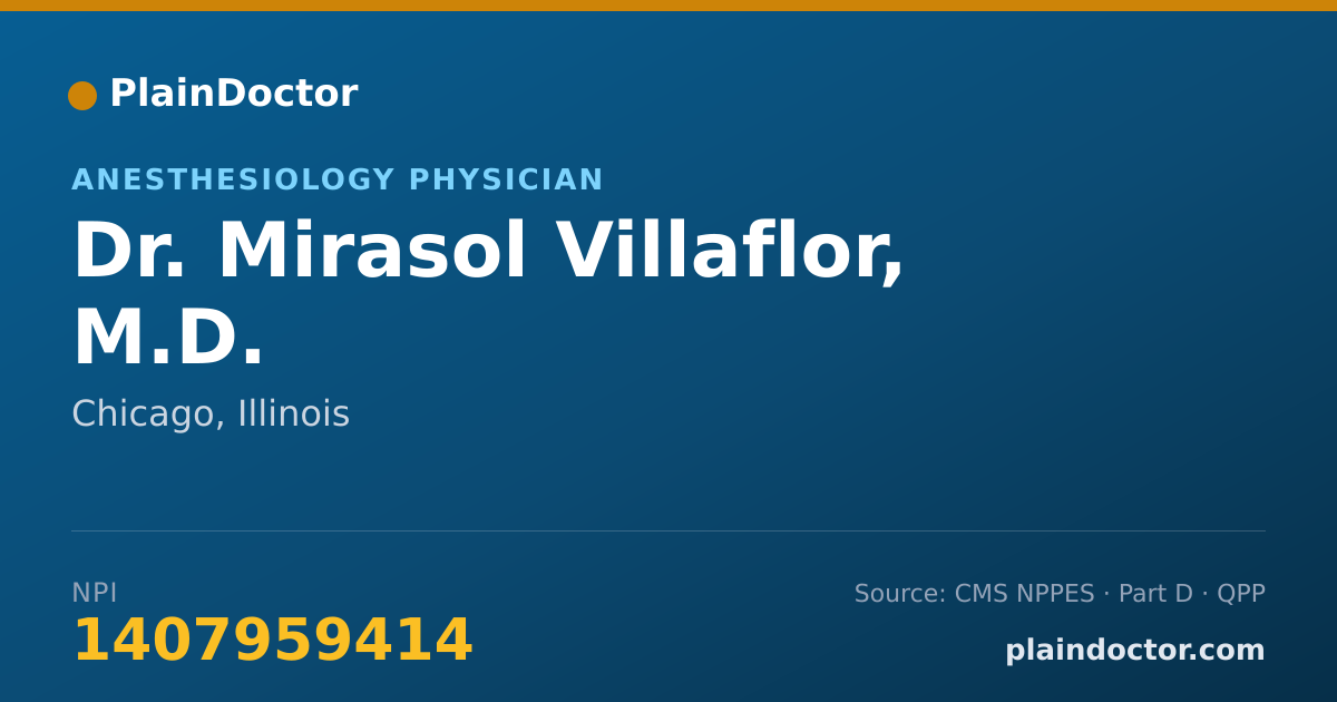 Shareable card for Mirasol Villaflor, M.D. - Anesthesiology Physician, Chicago, IL