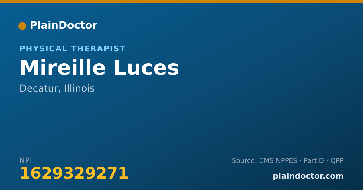 Shareable card for Mireille Luces - Physical Therapist, Decatur, IL