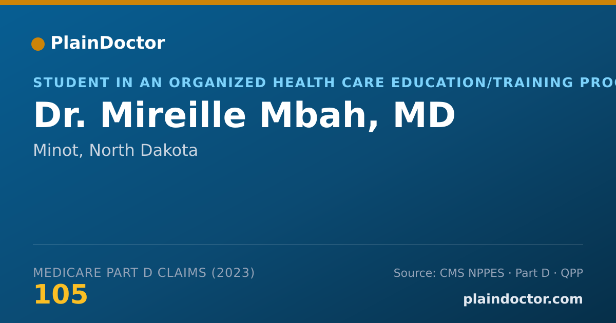 Shareable card for Mireille Mbah, MD - Student in an Organized Health Care Education/Training Program, Minot, ND