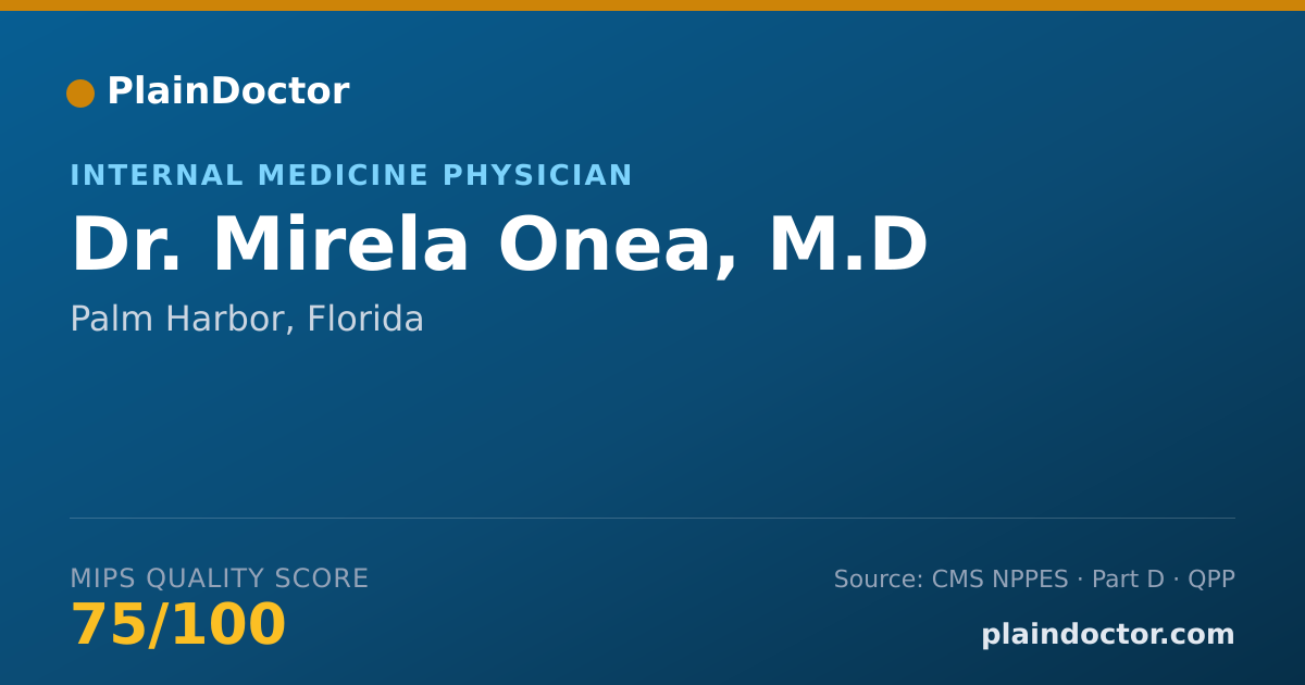 Shareable card for Mirela Onea, M.D - Internal Medicine Physician, Palm Harbor, FL