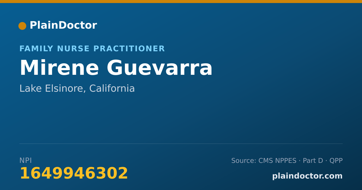 Shareable card for Mirene Guevarra - Family Nurse Practitioner, Lake Elsinore, CA