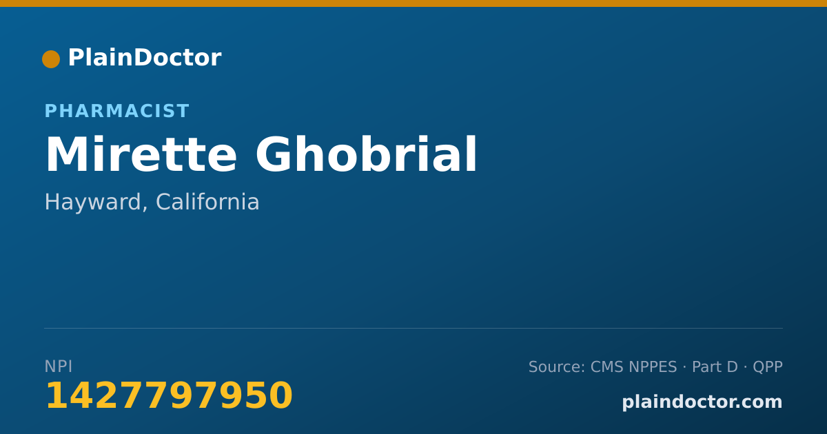 Shareable card for Mirette Ghobrial - Pharmacist, Hayward, CA