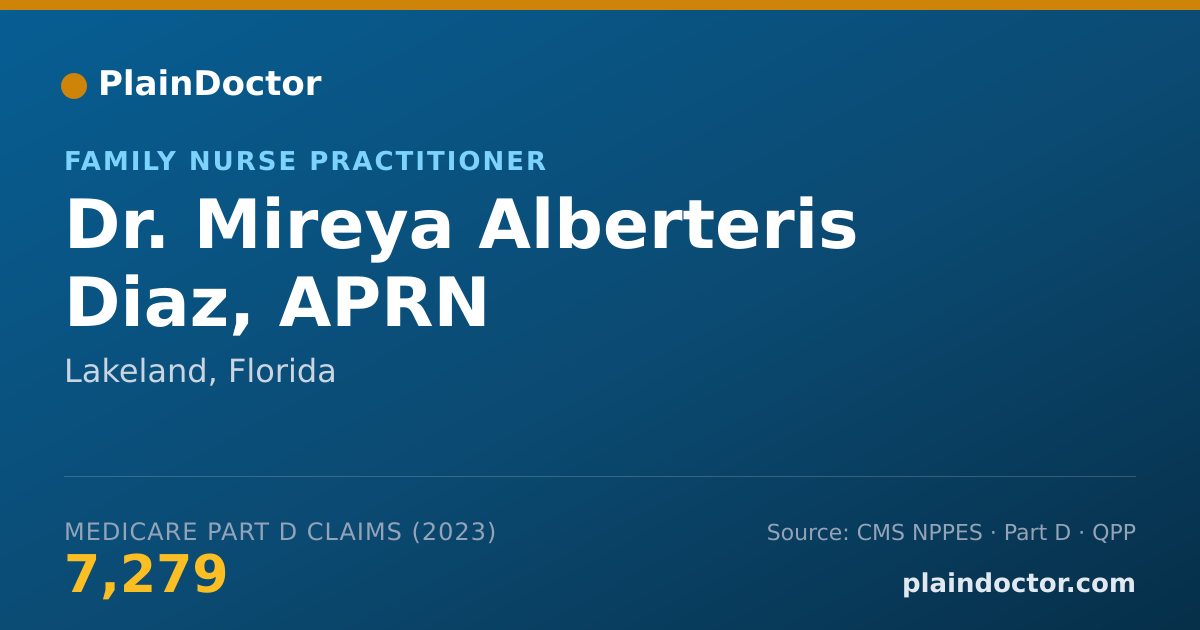 Shareable card for Mireya Alberteris Diaz, APRN - Family Nurse Practitioner, Lakeland, FL