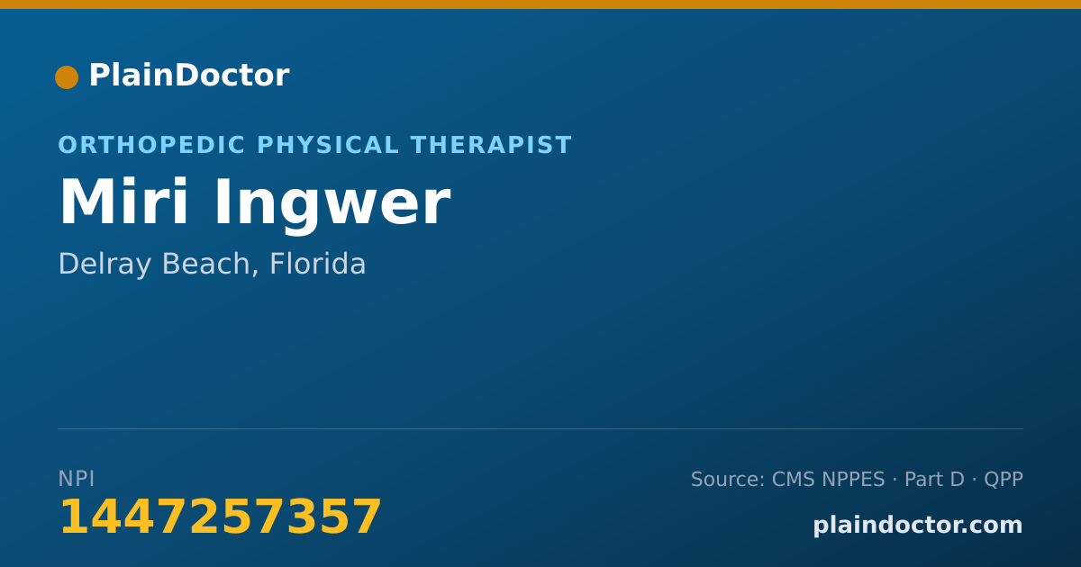 Shareable card for Miri Ingwer - Orthopedic Physical Therapist, Delray Beach, FL