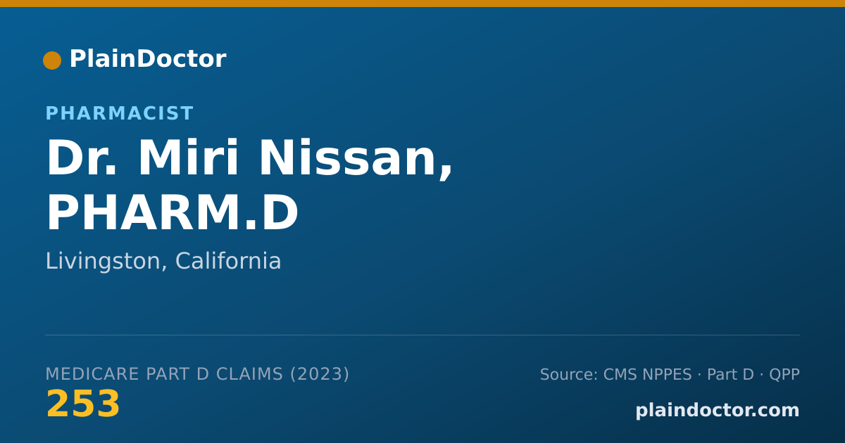 Shareable card for Miri Nissan, PHARM.D - Pharmacist, Livingston, CA