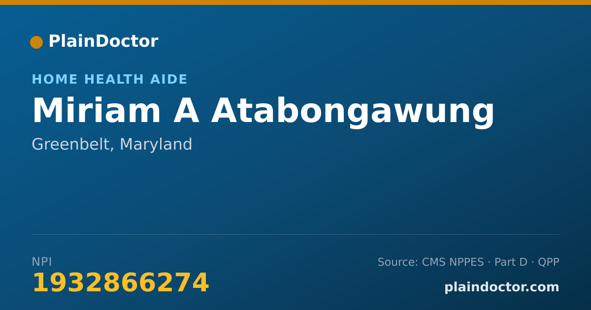Shareable card for Miriam A Atabongawung - Home Health Aide, Greenbelt, MD