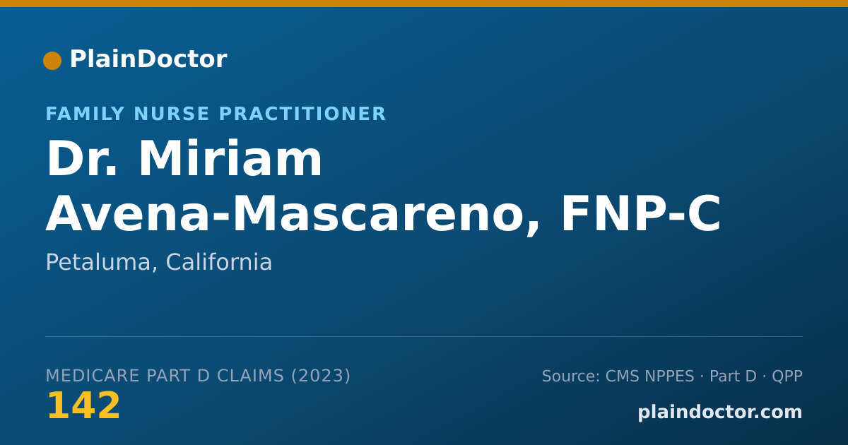 Shareable card for Miriam Avena-Mascareno, FNP-C - Family Nurse Practitioner, Petaluma, CA
