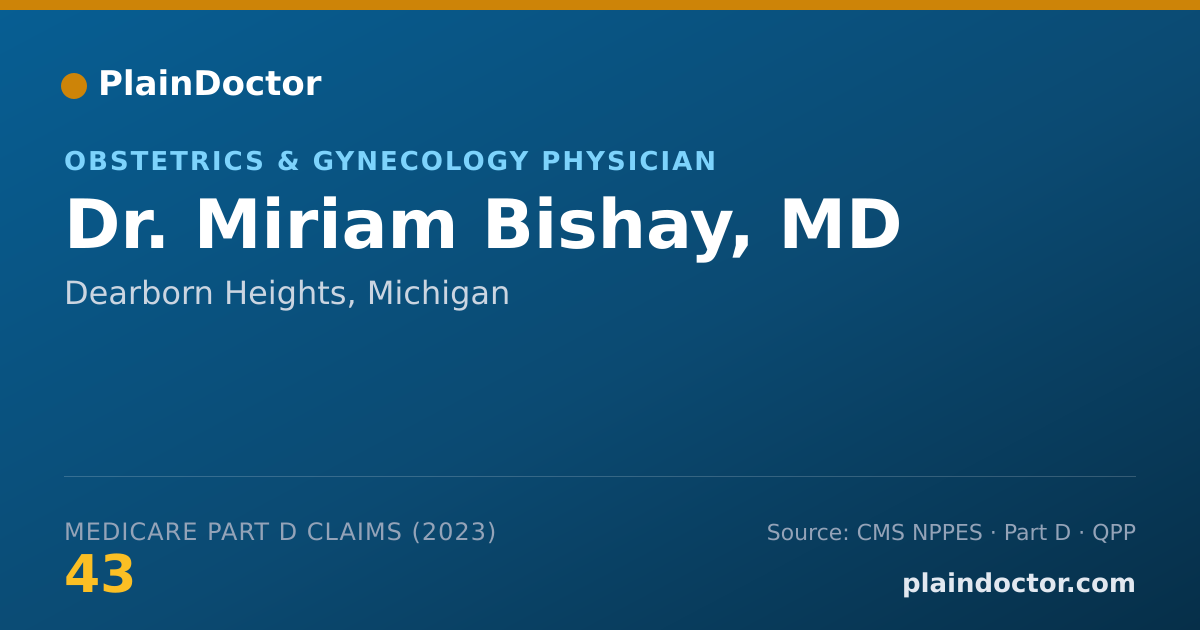 Shareable card for Miriam Bishay, MD - Obstetrics & Gynecology Physician, Dearborn Heights, MI