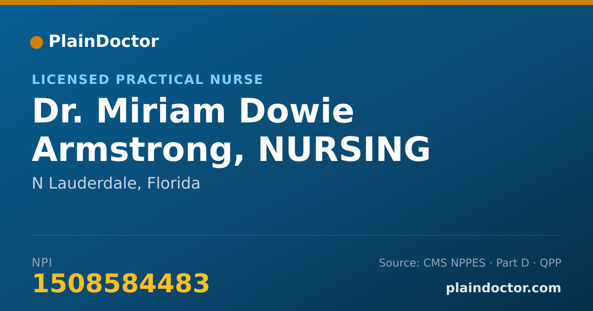 Shareable card for Miriam Dowie Armstrong, NURSING - Licensed Practical Nurse, N Lauderdale, FL