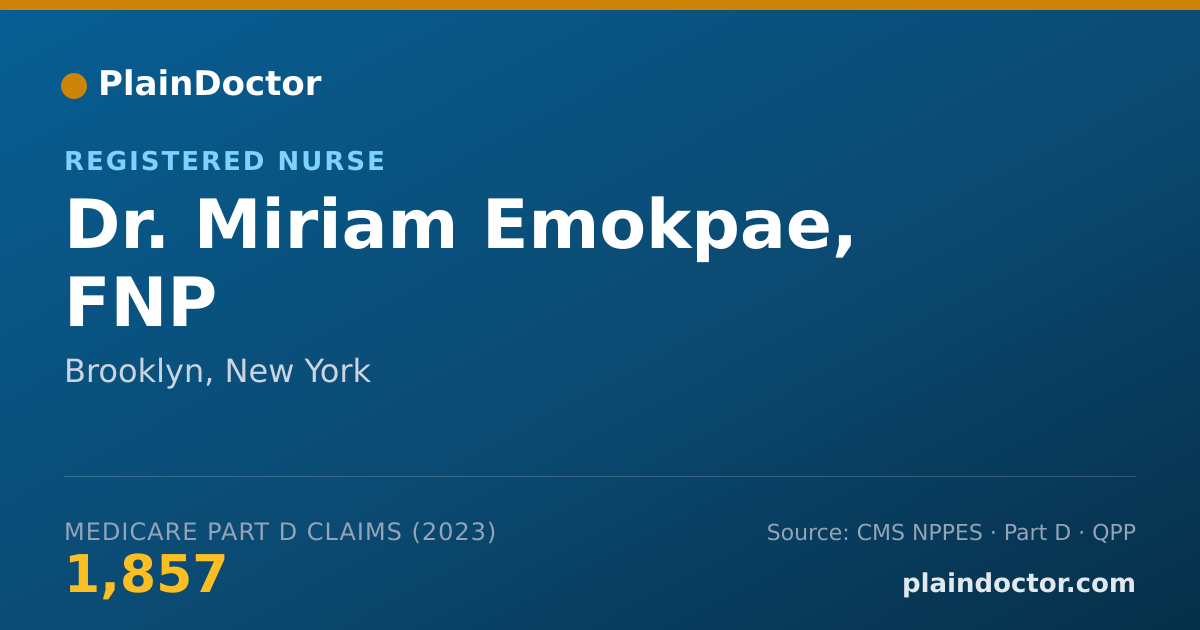 Shareable card for Miriam Emokpae, FNP - Registered Nurse, Brooklyn, NY