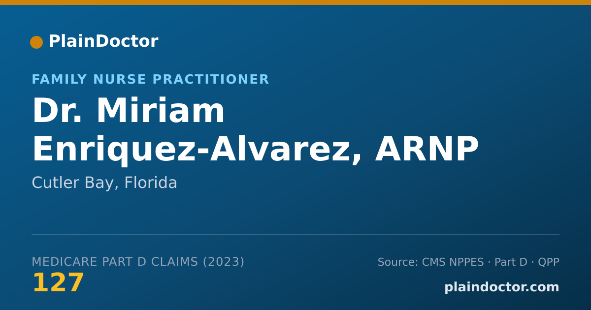 Shareable card for Miriam Enriquez-Alvarez, ARNP - Family Nurse Practitioner, Cutler Bay, FL