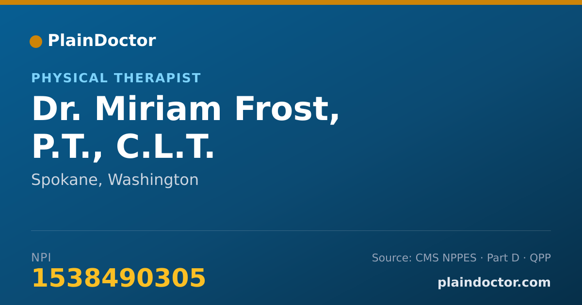 Shareable card for Miriam Frost, P.T., C.L.T. - Physical Therapist, Spokane, WA