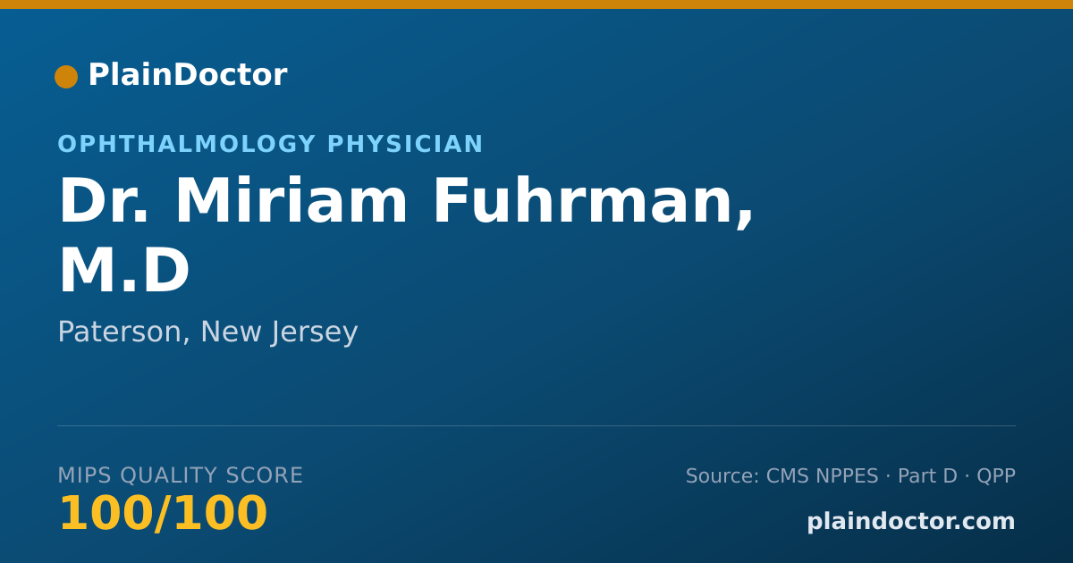 Shareable card for Miriam Fuhrman, M.D - Ophthalmology Physician, Paterson, NJ