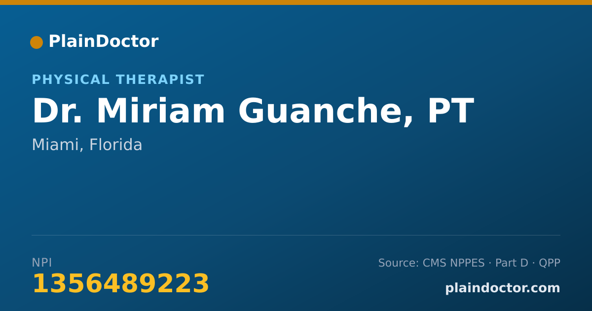 Shareable card for Miriam Guanche, PT - Physical Therapist, Miami, FL