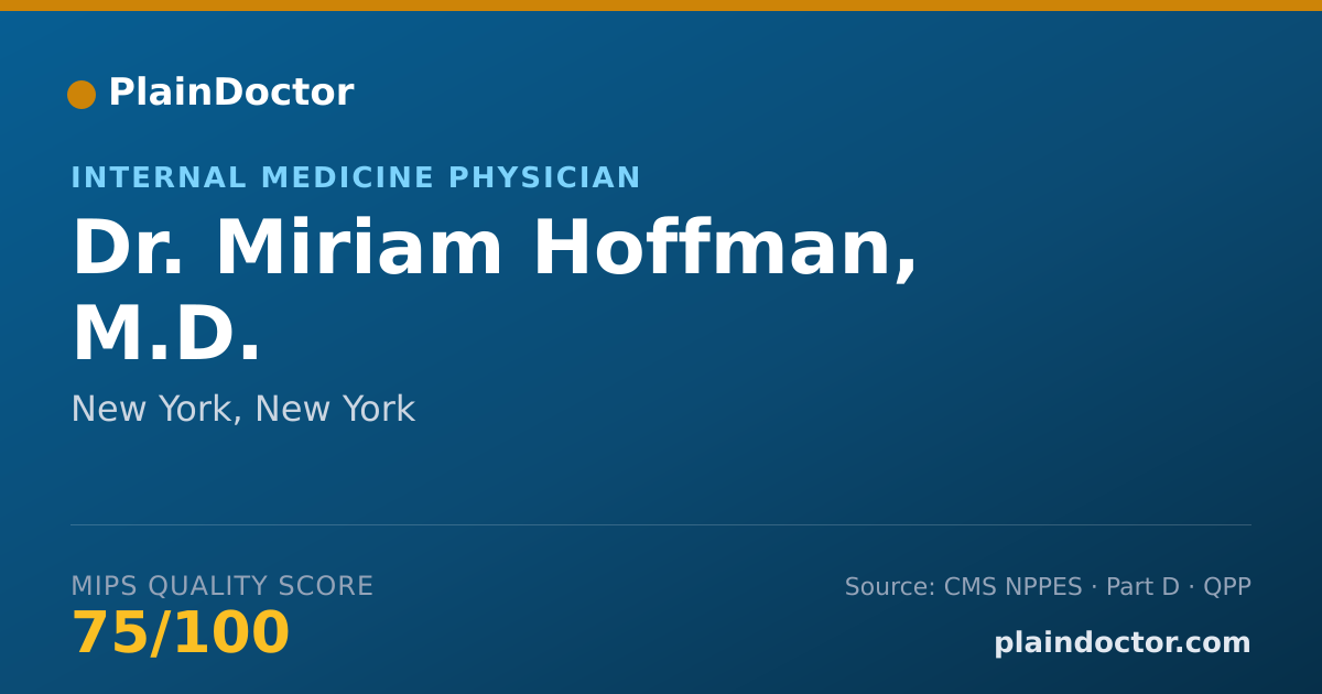 Shareable card for Miriam Hoffman, M.D. - Internal Medicine Physician, New York, NY