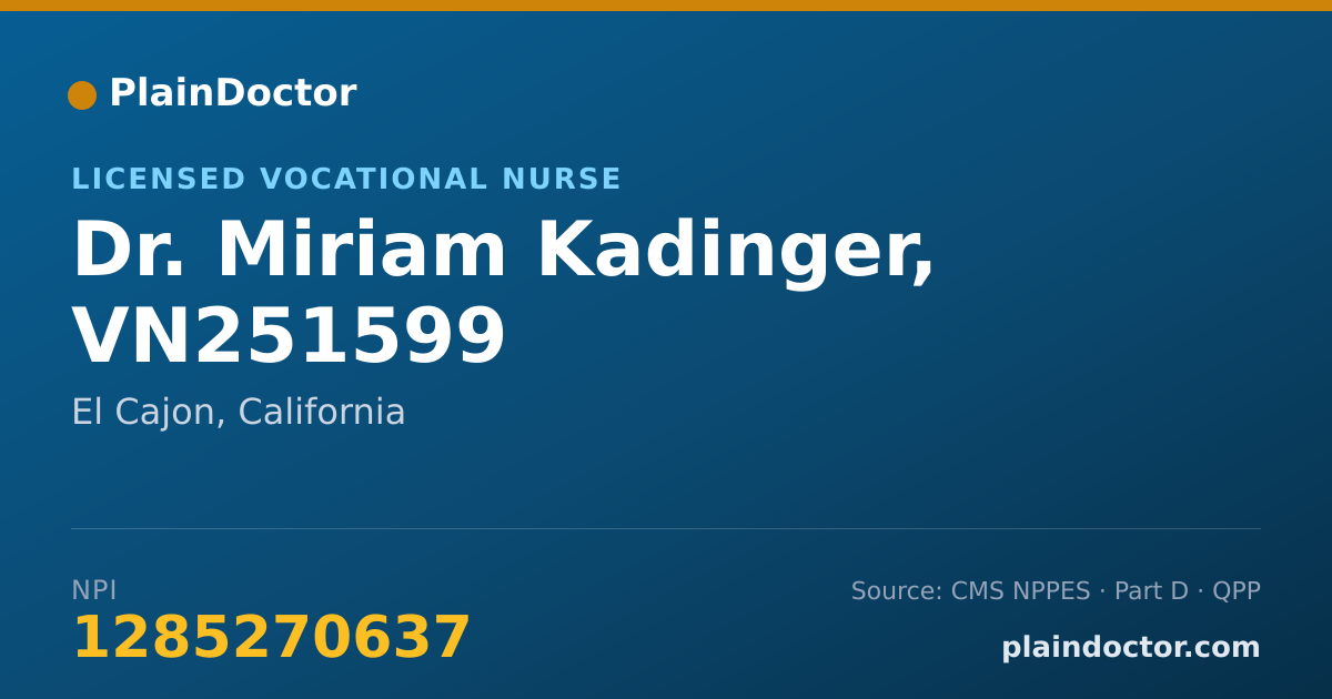 Shareable card for Miriam Kadinger, VN251599 - Licensed Vocational Nurse, El Cajon, CA