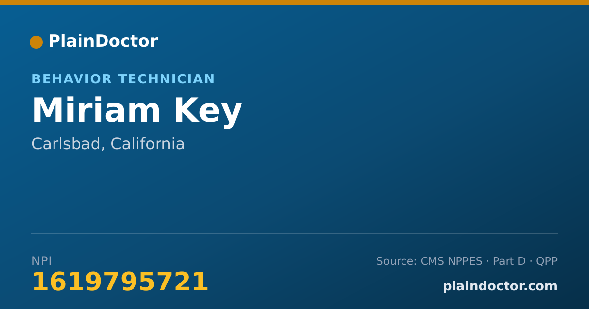 Shareable card for Miriam Key - Behavior Technician, Carlsbad, CA