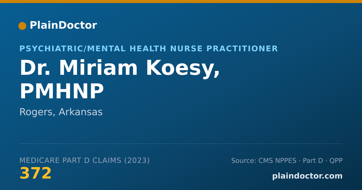 Shareable card for Miriam Koesy, PMHNP - Psychiatric/Mental Health Nurse Practitioner, Rogers, AR